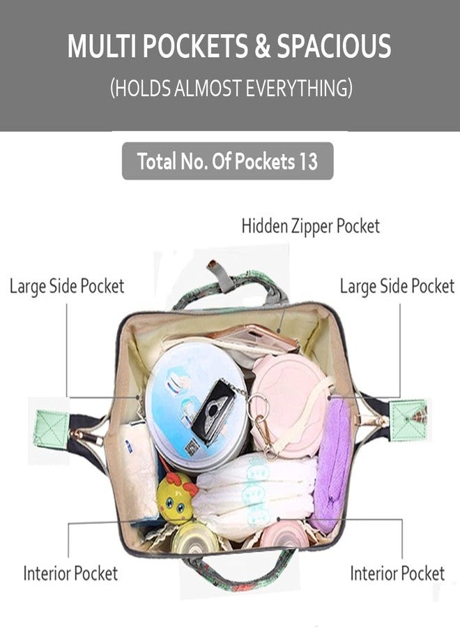 Laee cute Diaper Bag for New Born Baby/Maternity Bags for Mother with Multi Compartments, Insulated Bottle Pockets (GREEN UNICORN) - Image 4