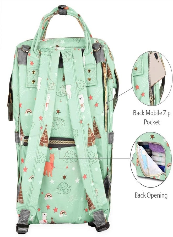 Laee cute Diaper Bag for New Born Baby/Maternity Bags for Mother with Multi Compartments, Insulated Bottle Pockets (GREEN UNICORN) - Image 3