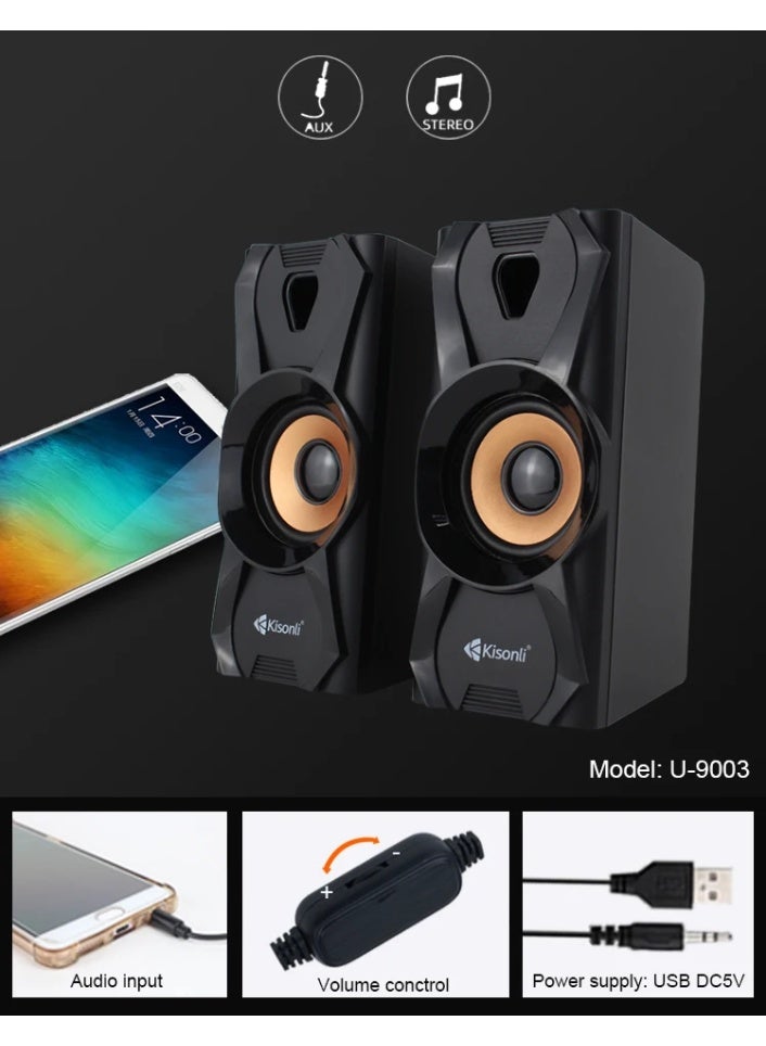 Kisonli U-9003 USB Stereo Speaker – 6W Compact Performance - Image 2