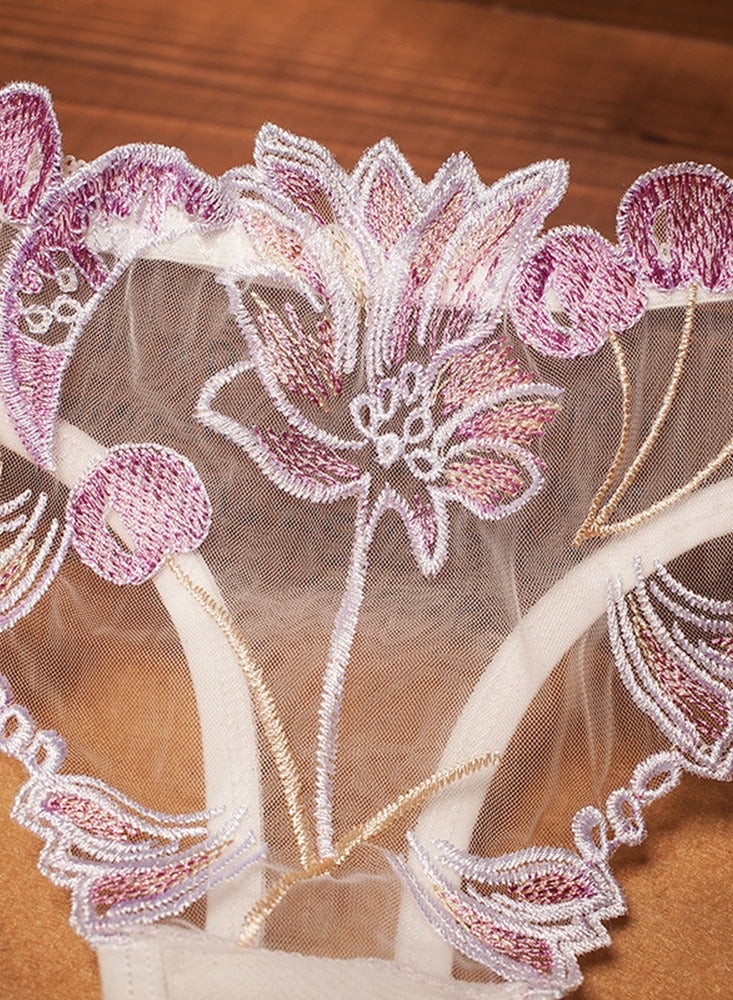 Women Summer Breathable Soft Underwear Thong Exquisite Floral Embroidery Underpants  - Image 2