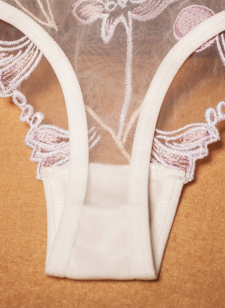 Women Summer Breathable Soft Underwear Thong Exquisite Floral Embroidery Underpants  - Image 3