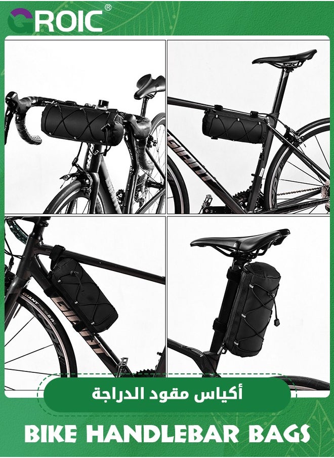 GROIC - Bike Waterproof Handlebar Bag, Bicycle Front Bag Frame Storage Roll Bag Mountain Road Bikes Commuter Shoulder Bag Professional Waterproof Cycling Accessories-Black - Image 1