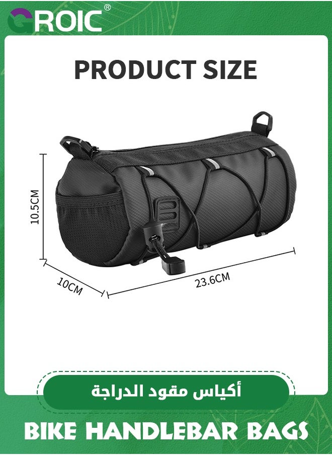 GROIC - Bike Waterproof Handlebar Bag, Bicycle Front Bag Frame Storage Roll Bag Mountain Road Bikes Commuter Shoulder Bag Professional Waterproof Cycling Accessories-Black - Image 1