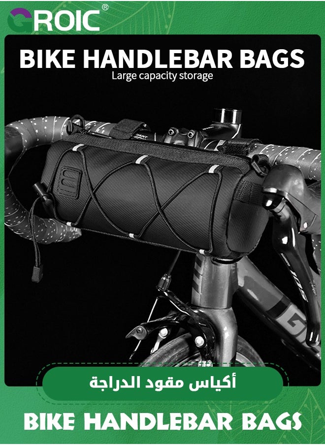 GROIC - Bike Waterproof Handlebar Bag, Bicycle Front Bag Frame Storage Roll Bag Mountain Road Bikes Commuter Shoulder Bag Professional Waterproof Cycling Accessories-Black - Image 1
