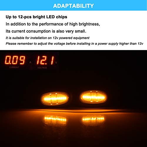 Boigoo Front Fender Flare Light Compatible with Ford F150 Raptor F150 F250 F350, Trucks/Pickup Side Marker Lights - Amber Lights Smoked Lens 12LED Super Bright - Image 3