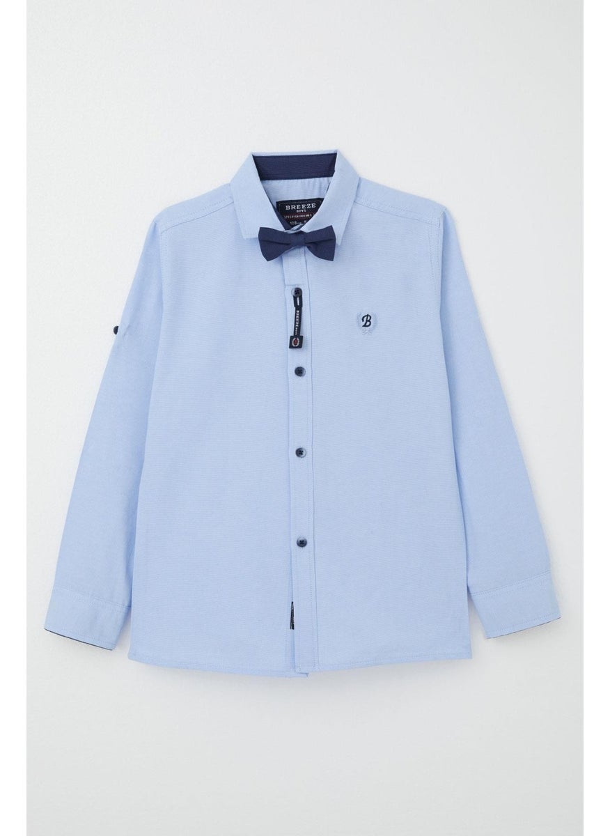 Breeze Boy's Shirt with Bow Tie, Age 8-12, Light Blue  - Image 1