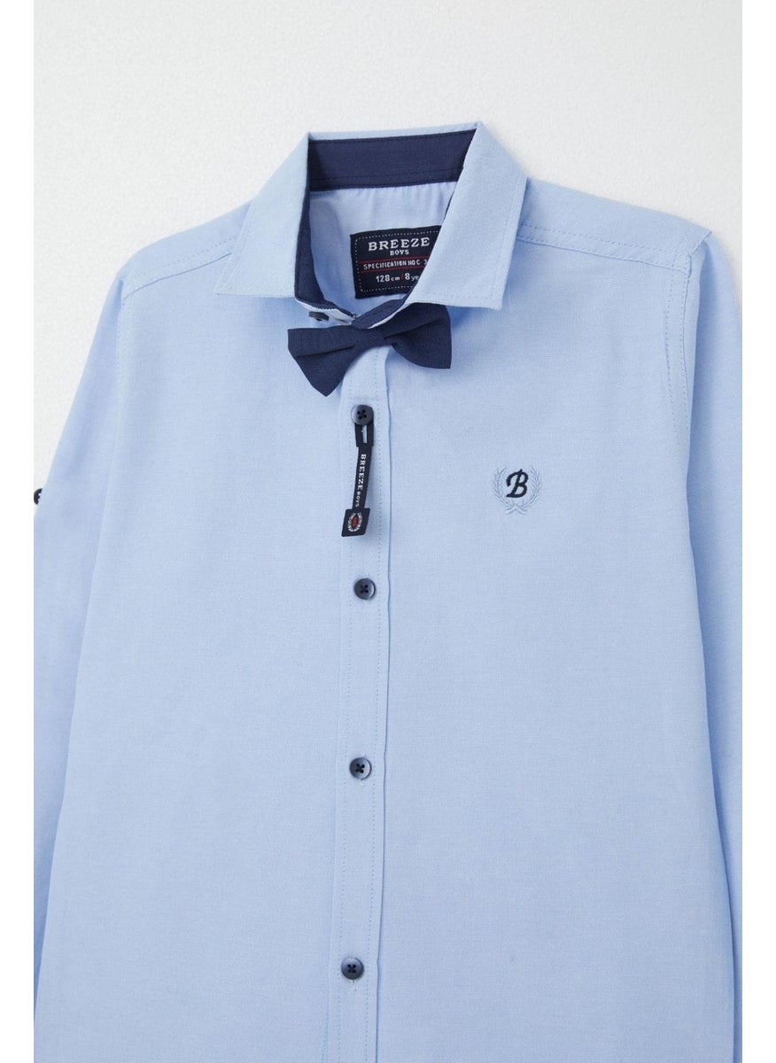Breeze Boy's Shirt with Bow Tie, Age 8-12, Light Blue  - Image 3