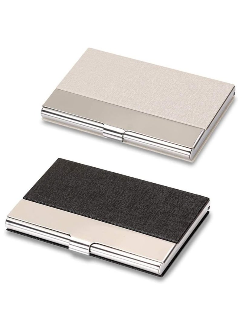 Excefore Business Card Holder Case, Fashion ID Holder Professional PU Leather Business Card Carrier, Wallet Credit Card ID Case for Men & Women Best Gift, 2 PCS  - Image 1