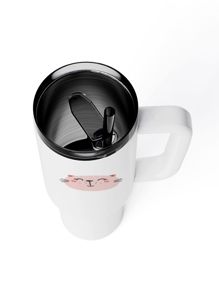 LOUD UNIVERSE Travel Tumbler Cartoon Cat Cute 1200 ml Tumbler with handle, straw and Lid - Image 4