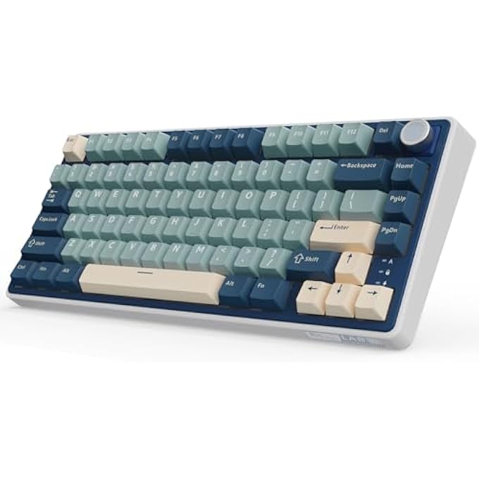 RK R75 MECHANICAL KEYBOARD WIRELESS 75%, GASKET GAMING KEYBOARD 75% TKL WITH BUTTON QWERTZ RGB BLUETOOTH/2.4G/USB-C PBT KEYCAPS QMK/VIA, HOT SWAP LINEAR CREAMY SWITCHES - Image 1