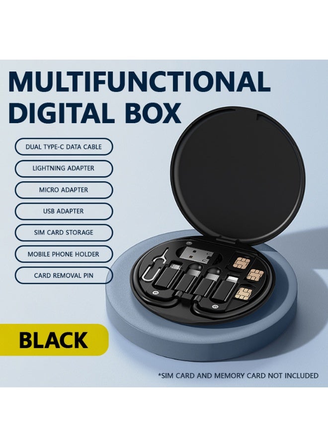 كابل بيانات 5 في 1، صندوق تخزين سفر متعدد الوظائف، كابل بيانات للهاتف المحمول بشحن فائق السرعة 60 واط بتقنية PD - Image 1