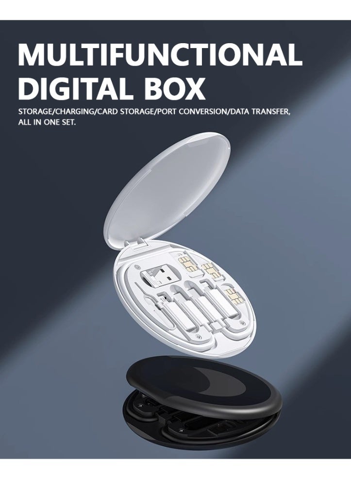 كابل بيانات 5 في 1، صندوق تخزين سفر متعدد الوظائف، كابل بيانات للهاتف المحمول بشحن فائق السرعة 60 واط بتقنية PD - Image 3