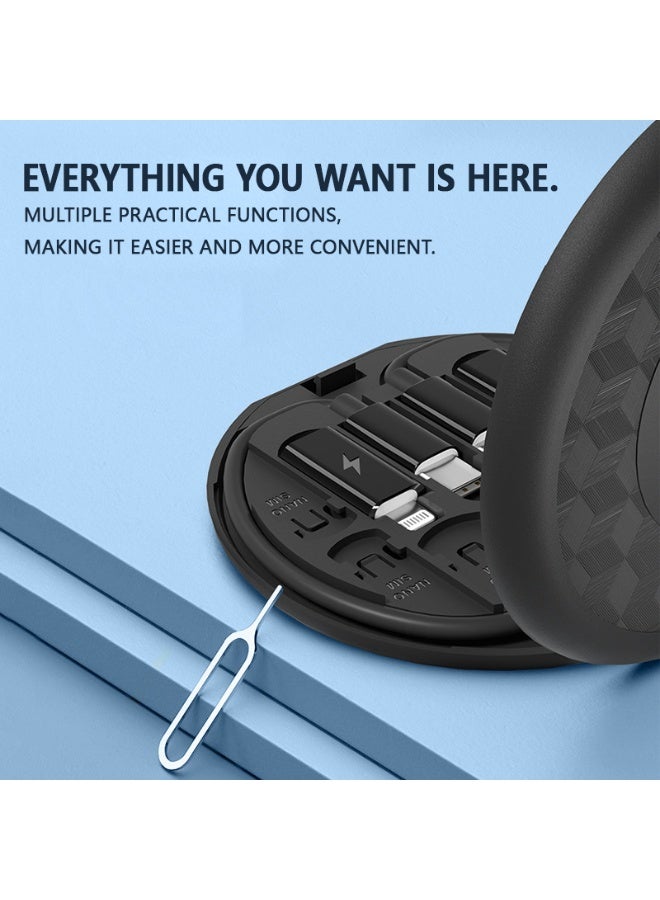 كابل بيانات 5 في 1، صندوق تخزين سفر متعدد الوظائف، كابل بيانات للهاتف المحمول بشحن فائق السرعة 60 واط بتقنية PD - Image 2