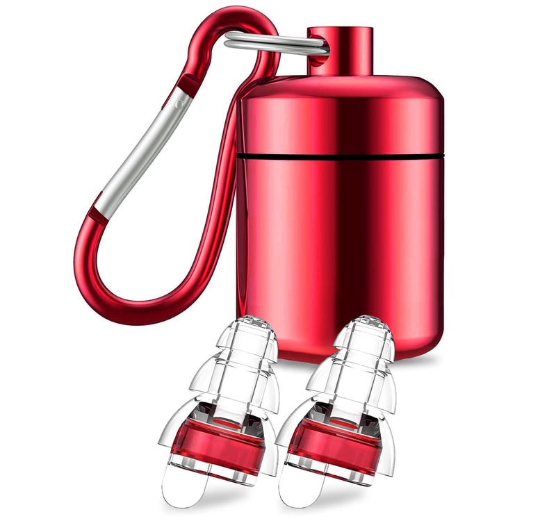 Generic Noise Cancelling Earplugs with Waterproof Case Red filter red aluminum bottle