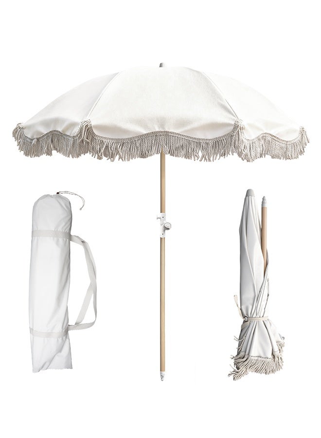 سولار لايف مظلة فناء هامشية بطول 1.8 متر، مظلة شاطئ مع زر إمالة وحقيبة حمل للحديقة أو الحديقة أو حمام السباحة أو الفناء (أبيض) - Image 1