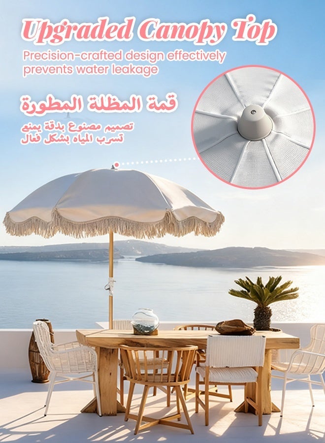 سولار لايف مظلة فناء هامشية بطول 1.8 متر، مظلة شاطئ مع زر إمالة وحقيبة حمل للحديقة أو الحديقة أو حمام السباحة أو الفناء (أبيض) - Image 4