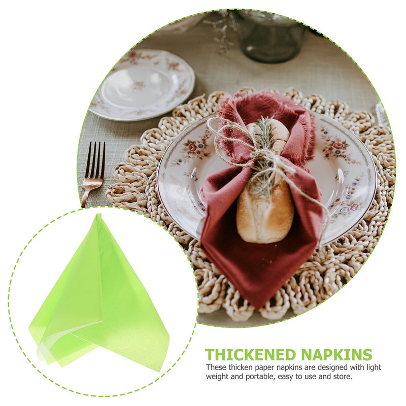 مناديل حفلات مطبوعة مزدوجة الطبقات باللون الأخضر 20 قطعة، للاستخدام لمرة واحدة لحفلات أعياد الميلاد والزفاف والعطلات، وإمدادات الطاولة - Image 4