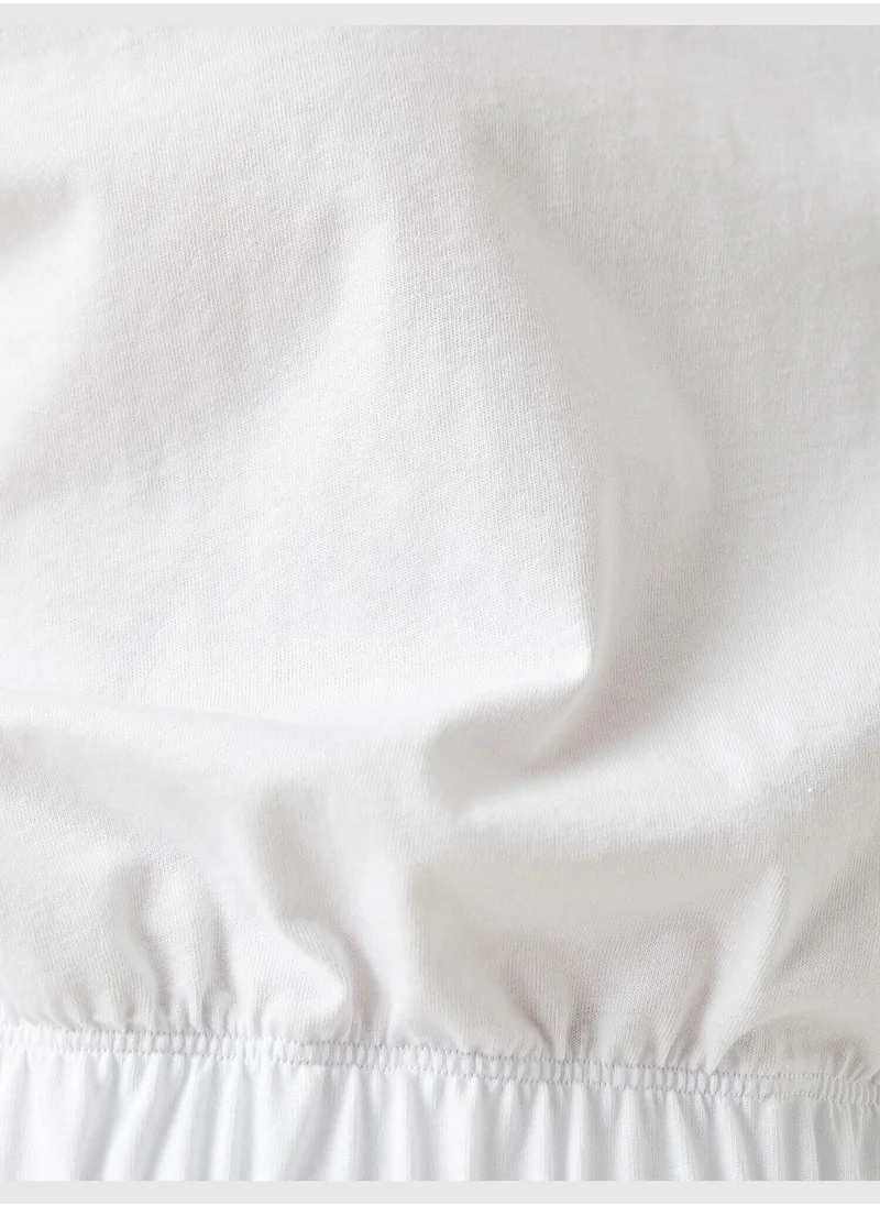 كوتون Elastic Waist Cotton Crop Basic T-Shirt