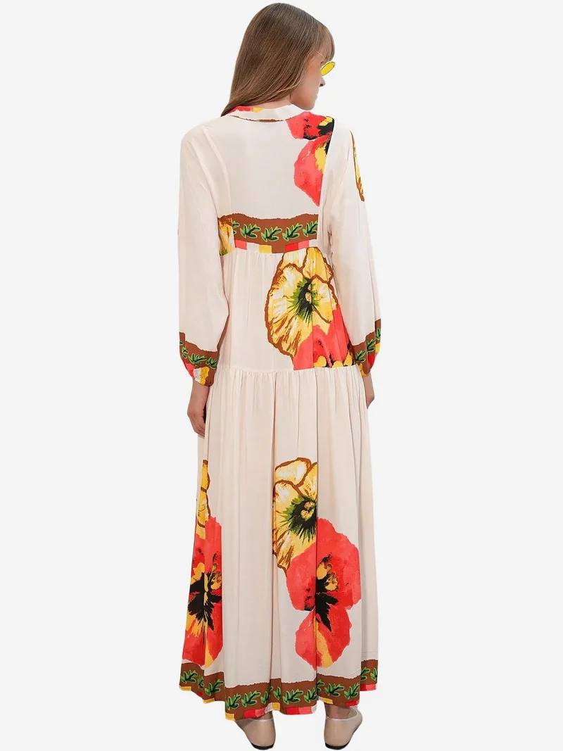 Big Dart Multicolor BDART Patterned V-Neck Maxi Dress for Women | Best Price UAE