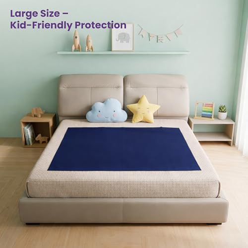 MY ARMOR Baby Dry Sheet for New Born Baby, Anti-Piling Waterproof Mattress Protector for Bed (Quick Drying/Extra Absorbent Dry Sheet for Bed) - Pack of 2 (Large (100cm x 140cm) (Royal Blue & Sky Blue) - Image 2