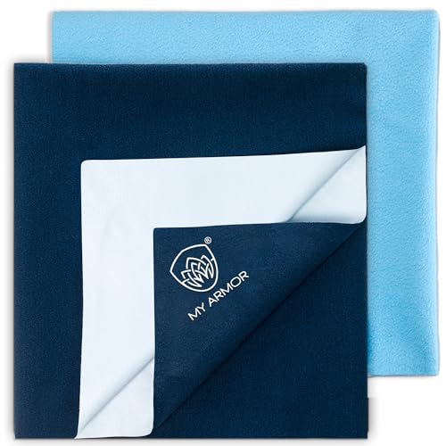 MY ARMOR Baby Dry Sheet for New Born Baby, Anti-Piling Waterproof Mattress Protector for Bed (Quick Drying/Extra Absorbent Dry Sheet for Bed) - Pack of 2 (Large (100cm x 140cm) (Royal Blue & Sky Blue) - Image 1