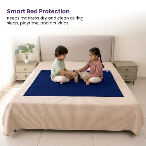 MY ARMOR Baby Dry Sheet for New Born Baby, Anti-Piling Waterproof Mattress Protector for Bed (Quick Drying/Extra Absorbent Dry Sheet for Bed) - Pack of 2 (Large (100cm x 140cm) (Royal Blue & Sky Blue) - Image 3