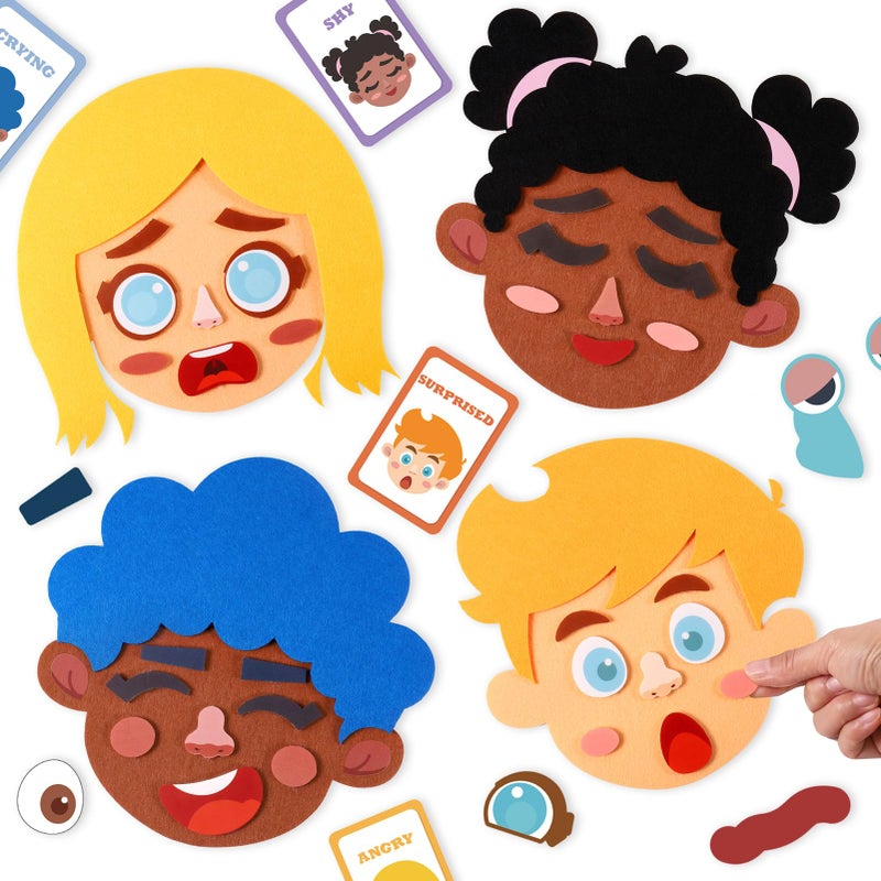 PP OPOUNT Social Emotional Learning Toy Funny Faces Games with 53 PCS Facial Expressions and 12 Emotional Flashcards Preschool Learning Activities Toy to Express Emotions for Kids - Image 3