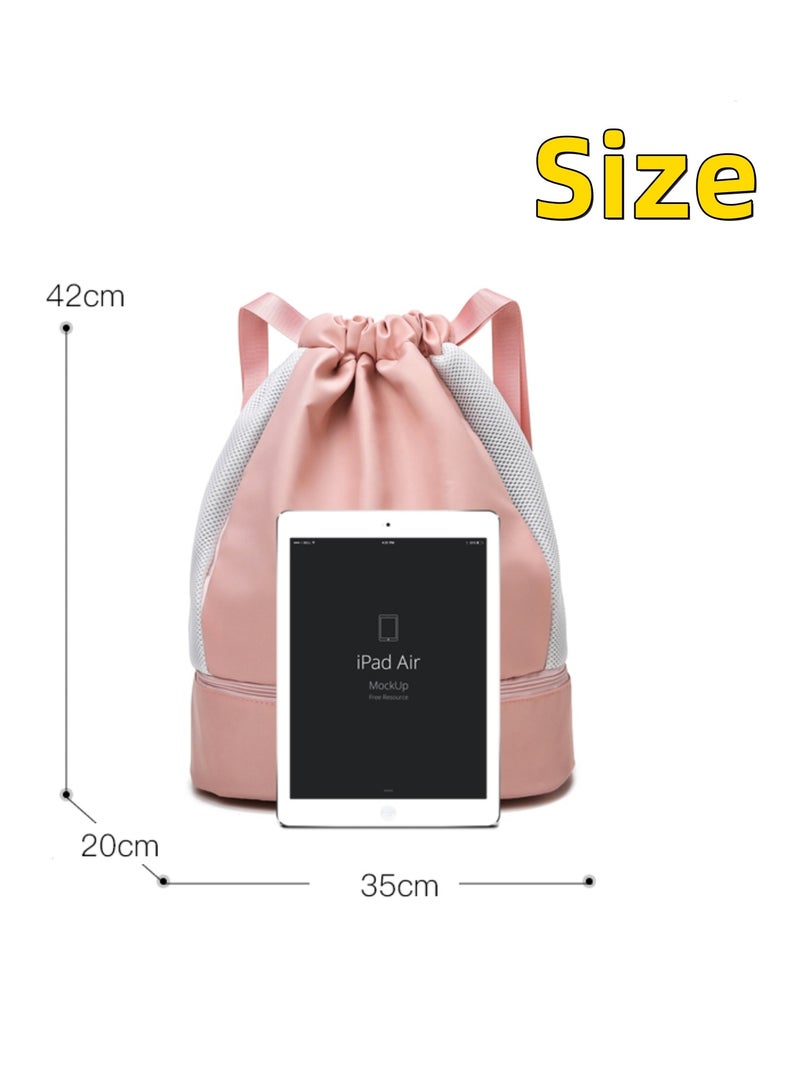 NOVOLAN Drawstring Backpack Drawstring Bag Sports Gym Bag, Swimming Bag Women Dry & Wet Separation Waterproof Fitness Bag Men Storage Bag Backpack Beach Backpack Travel Portable Equipment (blue)  - Image 3