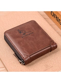 Benli Kangaroo 2003 Coin Purse Multi-card Slot Card Holder Anti-theft Brush Wallet Leather Material Cpact Size-Color:2002 Brown