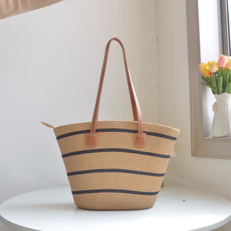 23 New Style Pure Hand-Woven Underarm Bag Temperament Large Capacity Women'S Bag Vegetable Basket Style Straw Woven Bag - Image 1
