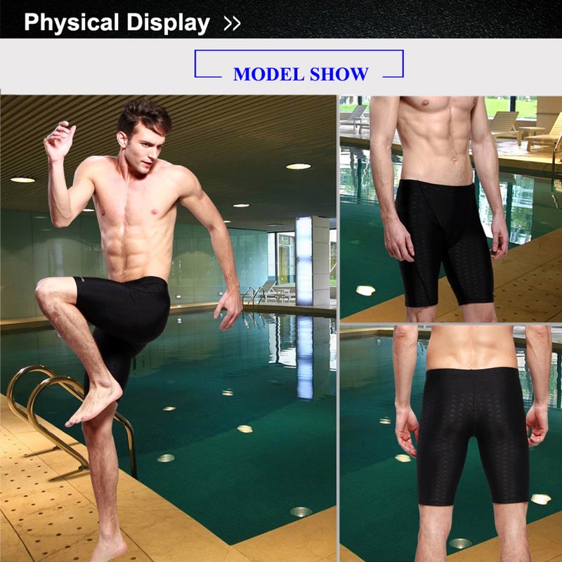 📦 شورت سباحة رجالي احترافي طويل بساق مربعة للركمجة مقاس XL أسود - Image 1