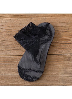 Generic Spring Autumn Thin Cotton Mid-calf Socks Lace Floral Edge Solid Color Versatile Womens Midshort Socks Japanese Sweet Mesh Pink  - Image 3