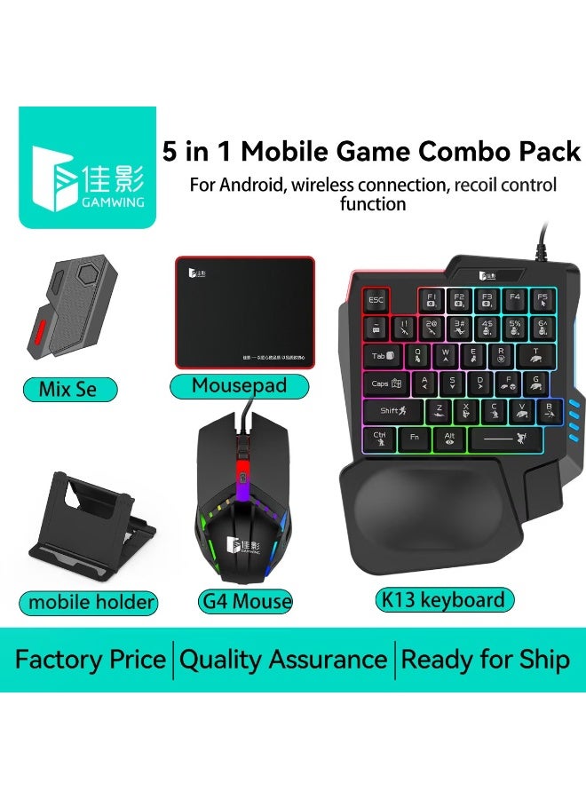 Gaming Mouse and Keyboard Combo Pack, 4 in 1 Mobile Gaming Keyboard and Mouse Converter Custom Key Setup Latency Free only for Android(Not for IOS) - Image 1