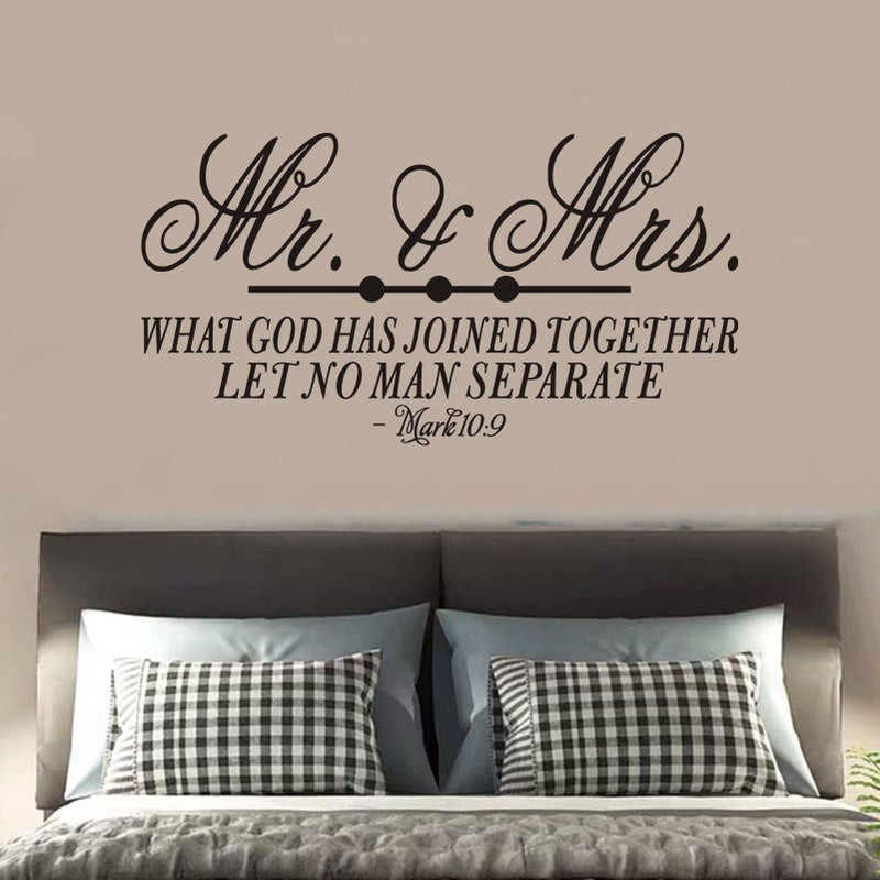 SEATUNE Wall Decals for Bedroom, Wall Stickers for Bedroom, (Easy to Apply), Vinyl Wall Decor Art Quotes, Bible Verse Church Christian God Scripture Inspirational Home Sayings Word Sign, Mr and Mrs 21"X11" - Image 1