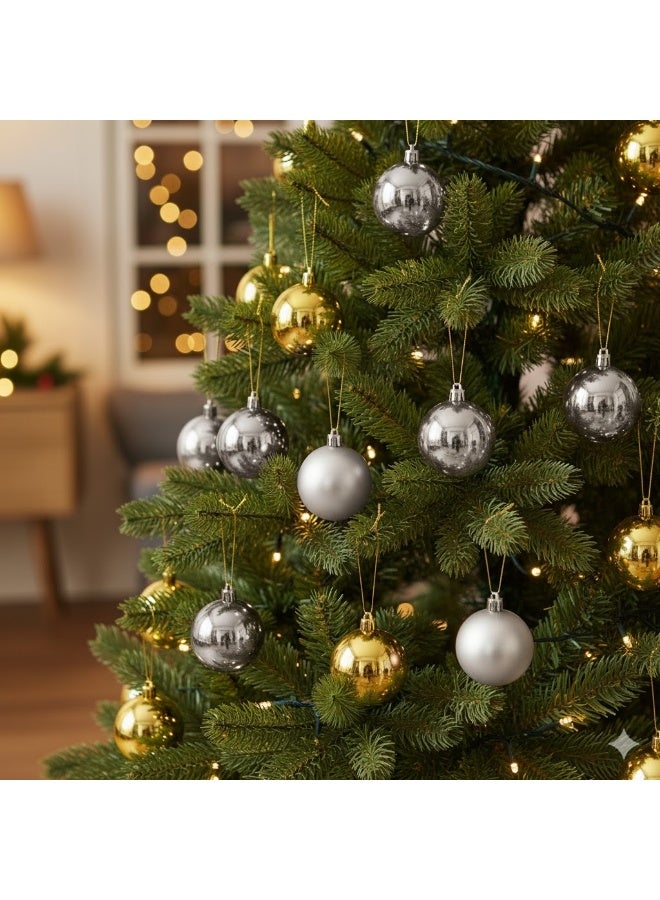 Set of 6 Decorative Plastic Ornament Balls – Medium Size – Silver Color - Image 2