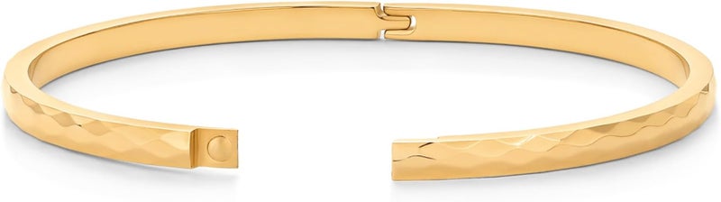PAVOI 14K Gold Plated Faceted Cuff Bangle Bracelet for Women Unique Bangle Design - Image 4