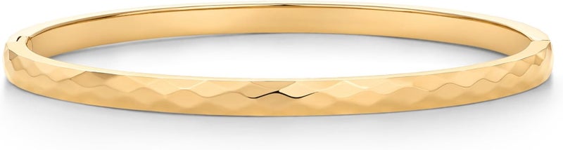 PAVOI 14K Gold Plated Faceted Cuff Bangle Bracelet for Women Unique Bangle Design - Image 1