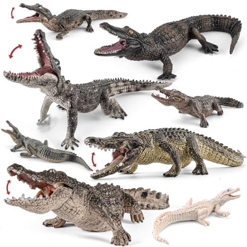 THINKBAY 8PCS Large Safari Alligator Crocodile Animal Toy Family FigurinesIncludes AmericanNileSaltwater Crocodile and Alligators with their babies Party Favors Cake Toppers Gift for Boy Girl Kids - Image 1