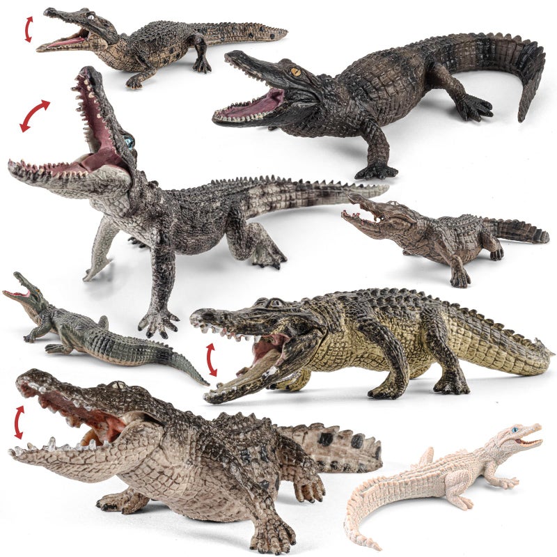THINKBAY 8PCS Large Safari Alligator Crocodile Animal Toy Family FigurinesIncludes AmericanNileSaltwater Crocodile and Alligators with their babies Party Favors Cake Toppers Gift for Boy Girl Kids - Image 3