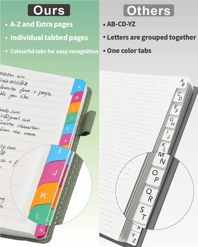 hi!SCI Password Keeper Book with Colorful Alphabetical Tabs, Hardcover Password Log-book for Internet Password and Website Address, 5.8"Ã—8.4" Password Notebook for Home Office (Sage Green) - Image 4