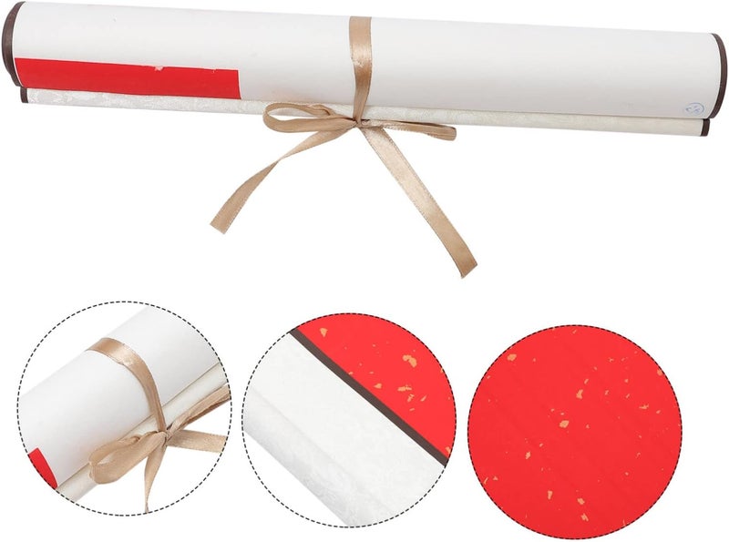 Housoutil Chinese Red Paper Blank Scroll Art Wall Decor Calligraphy Practicing Paper - Image 2