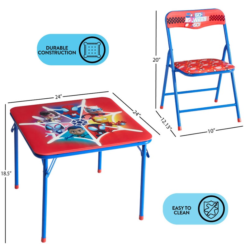 Idea Nuova Marvel Spidey and His Amazing Friends Kids Activity Table and Chair Set,3 Piece Set with Square Table & 2 Folding Chairs, Furniture for Ages 3+, Indoor Play & Learning - Image 5