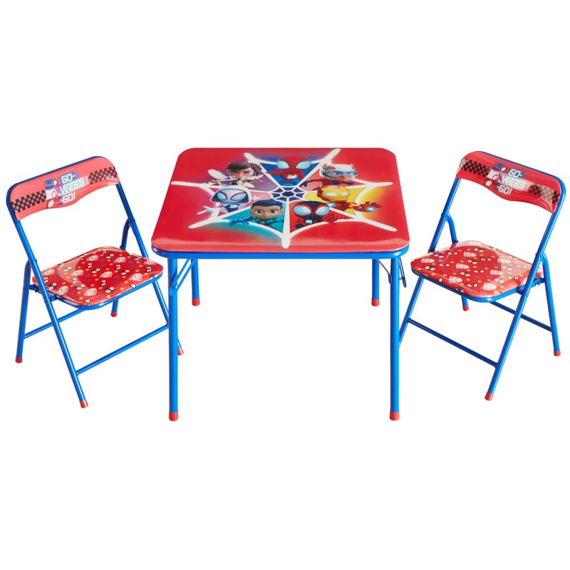 Idea Nuova Marvel Spidey and His Amazing Friends Kids Activity Table and Chair Set,3 Piece Set with Square Table & 2 Folding Chairs, Furniture for Ages 3+, Indoor Play & Learning - Image 1
