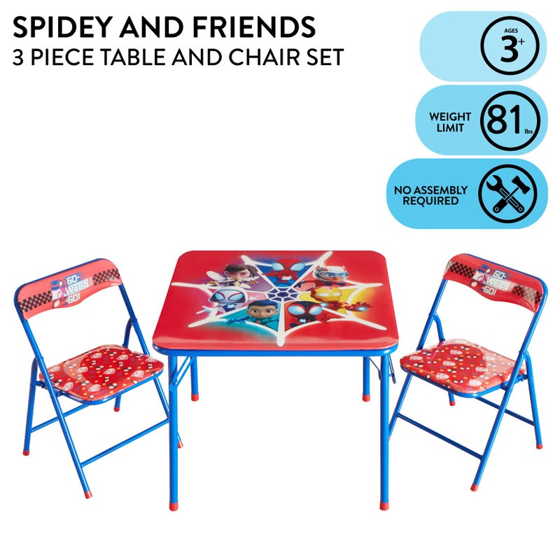 Idea Nuova Marvel Spidey and His Amazing Friends Kids Activity Table and Chair Set,3 Piece Set with Square Table & 2 Folding Chairs, Furniture for Ages 3+, Indoor Play & Learning - Image 2