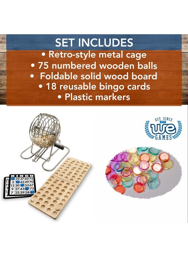 WE Games Retro Bingo Game Set with Metal Rotary Cage, Deluxe Wooden Master Board, Wood Balls, Party Games for Families, Fairs, and Churches - Image 4