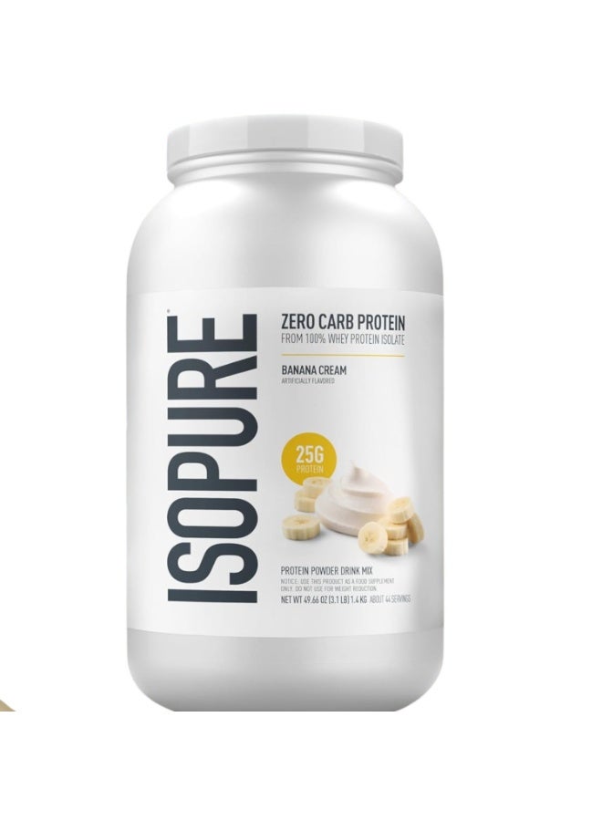 Isopure مسحوق البروتين، عزل مصل اللبن بدون كربوهيدرات مع فيتامين C والزنك لدعم المناعة، 25 جرام بروتين، مناسب للكيتو، كريمة الموز، 44 حصة، 3 أرطال (قد يختلف التعبئة) - Image 1