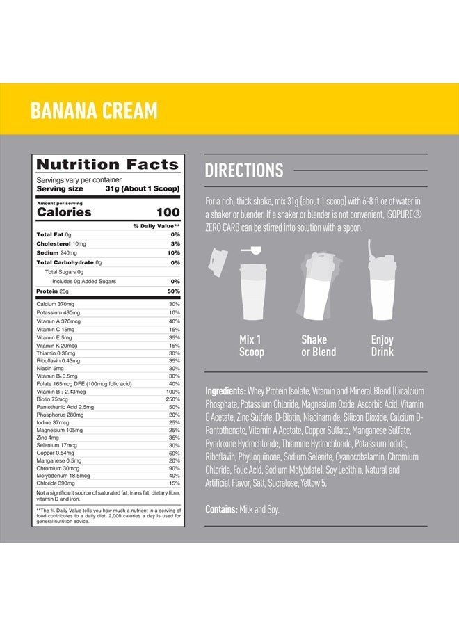 Isopure Protein Powder, Zero Carb Whey Isolate with Vitamin C & Zinc for Immune Support, 25g Protein, Keto Friendly, Banana Cream, 44 Servings, 3 Pounds (Packaging May Vary) - Image 3