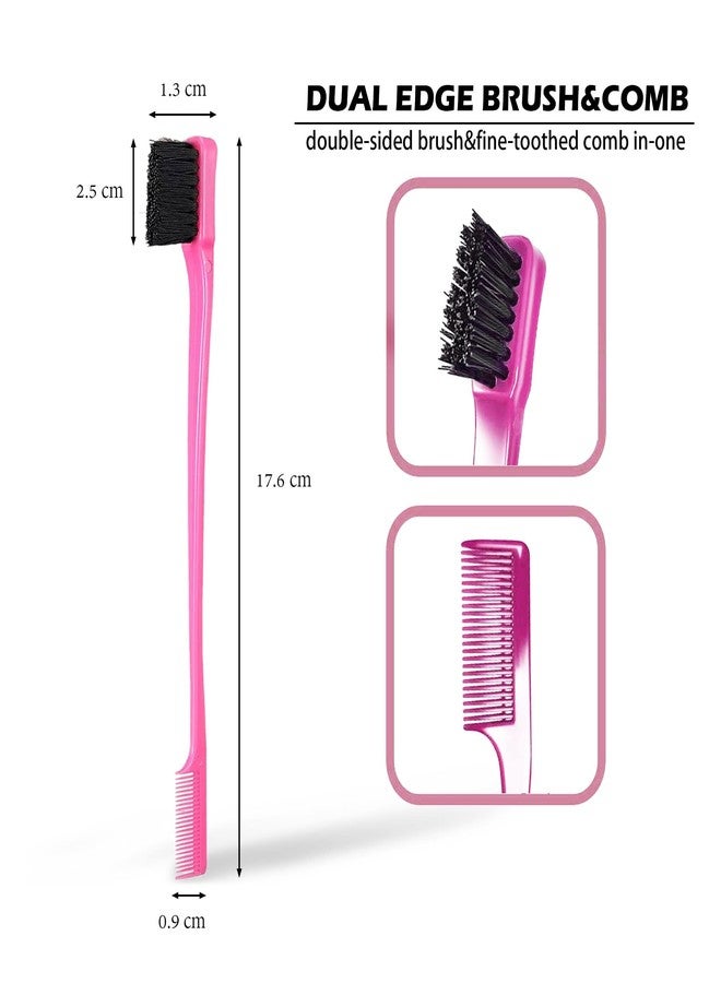 Soft N Style Soft 'N Style Double Sided Edge Control Hair Brush Comb Combo Pack 4 Pieces Pink and Black - Image 2