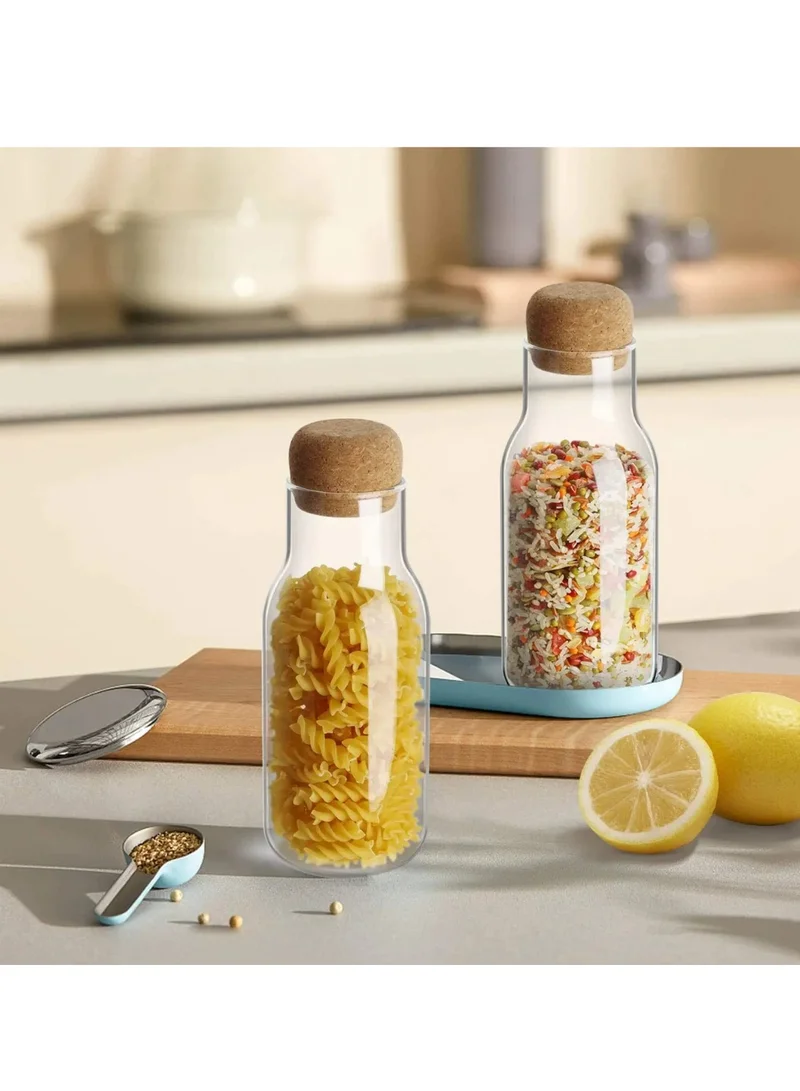 1Chase Borosilicate Glass Storage Jar with Cork Lid-Cork Stopper 750 ML (Pack of 3)