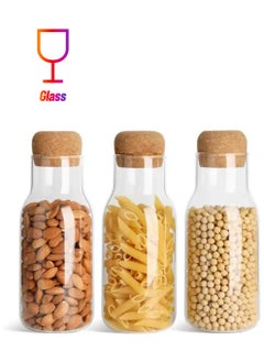 1Chase Borosilicate Glass Storage Jar with Cork Lid-Cork Stopper 750 ML (Pack of 3)  - Image 1